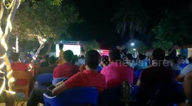 Liverpool Match Champions League People Watch From Streets