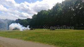Gun salute in Green Park to welcome US President Donald Trump, London, UK