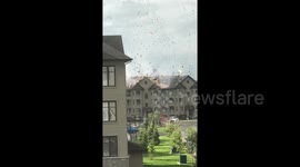 Incredible moment high winds strip roof off Ontario building