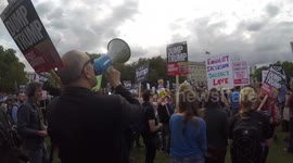 Protesters denounce Trump's UK visit outside Buckingham Palace