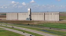 Aerial View of Huge Grain Silo outside Plainview, Texas