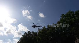 Donald Trump UK visit: Marine One Arrives at Buckingham Palace