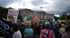 Trump UK visit: Protest at Buckingham Palace