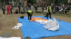 'Babysitters' inflate Trump blimp with air in Parliament Square