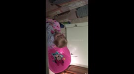 Baby copies mom singing in the shower