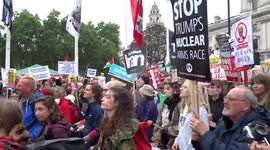 Noisy protest against Trump state visit to the UK in Parliament Square