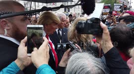Donald Trump Impersonator addressing media in Central London