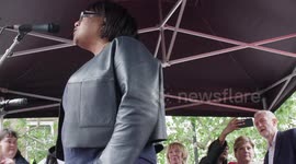 Jeremy Corbyn, Emily Thornberry and Ash Sarkar take selfie while Diane Abbott gives speech condemning Islamaphobia at anti-Trump rally