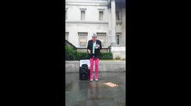 Performer present its show of Nigel Farage during anti-Trump protest in London 2019