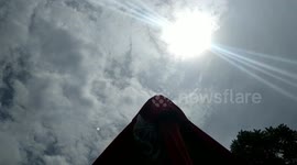 the ethnic Chinese residents performed dragon and lion dance in the hot sun