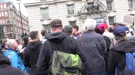 Protesters clash with Trump Supporters during the demonstration in London
