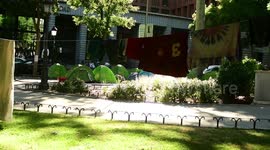 homeless people camping in the center of Madrid