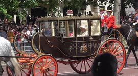 Hundreds line The Mall in London to greet Queen on her birthday