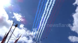 Queen’s birthday: Red Arrows fly over Buckingham Palace