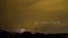 Airplanes approaching and departing Zurich Airport during upcoming thunderstorm