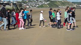 French children meet Royal Marines on D-Day landing beach in Normandy video 2