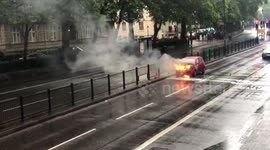 Car bursts into flames in central London
