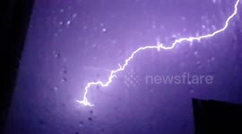 Fork lightning caught in slow-motion over Netherlands sky