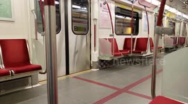 Toronto subway train empty last night during the Toronto raptors NBA finals game