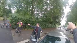 London police arrive at scene after cyclist goes face-to-face with furious driver