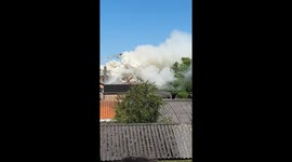 Firefighters battle blaze at house in Nazareth, Belgium
