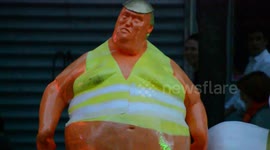 Trump in Yellow vest (Gilets Jaunes) parodic statue spotted in Paris. 14 june 2019