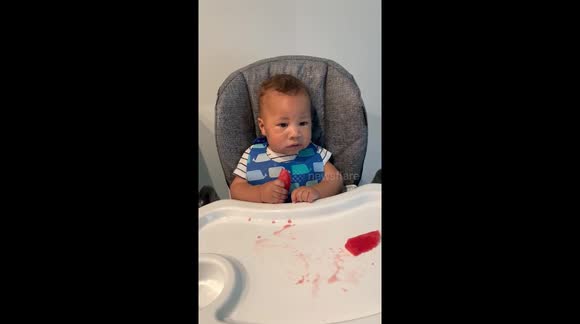 Baby’s first time with watermelon