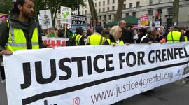 Justice for Grenfell March at 10 Downing Street, London, UK