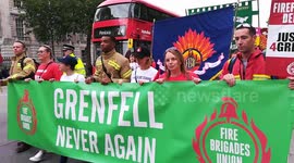 Justice for Grenfell March at 10 Downing Street in London, UK