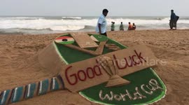 Sand sculptor wishes India good luck ahead of World Cup clash with Pakistan