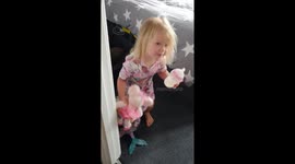 Hillarious toddler with bad language, swearing 3 year old work up to asking where the man is