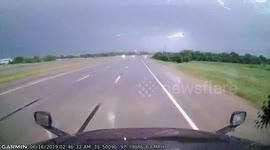 Truck driver captures stunning lightning storm on dashcam in Oklahoma