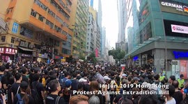 JUNE 16: Hong Kong protesters in black shirts shout 'Carrie Lam resign' at third massive demonstration