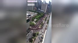 Watch as the humongous crowds gather in Toronto for the Raptors championship parade