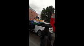 India fans in Southall celebrate their Cricket World Cup win over Pakistan
