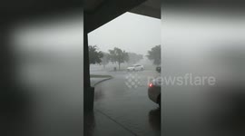Storm slams Texas yard during tornado warnings