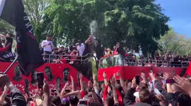 Champagne showers at Toronto Raptors NBA Championship parade