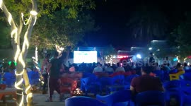 Fans of Mo Salah gather in front of big screen in Cairo to watch Liverpool's Champions League win