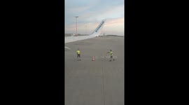 @Ryanair flight might be delayed but at least we've got a free show from the Prague airport ground staff! #coneflip https://t.co/W2AjeFSS1C