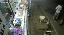 Moment little girl jumps to safety to escape speeding vehicle