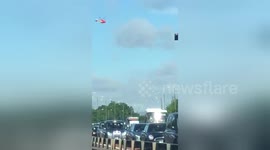 Air ambulance circles the M4 outside London after a major crash involving 3 vehicles