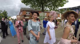 Stylish women wear hats made from their own hair at Ascot Ladies Day