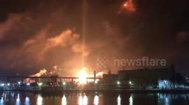 Fire burns through Philadelphia oil refinery causing massive explosion