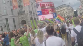 London Pride Parade marches through Piccadilly Circus