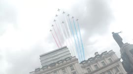 Red arrows flypast at London Pride Parade