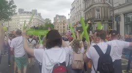 London Pride Parade march through Trafalgar Square