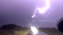 Lightning caught on dashcam over East Sussex