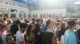 People stuck at Brighton railway station due to disruption on the track, Brighton, UK