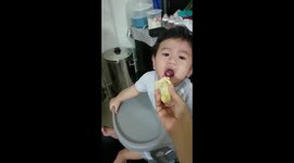 This baby is addicted to Durian Fruit