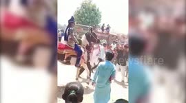 Marriage fail: Groom falls down a horse during ritual in western India